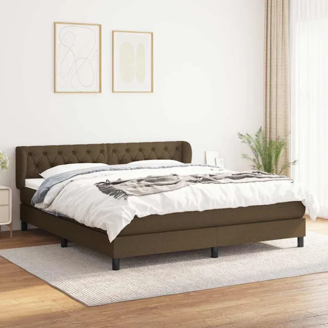 vidaXL Boxspring met matras stof donkerbruin 160x200 cm bruin