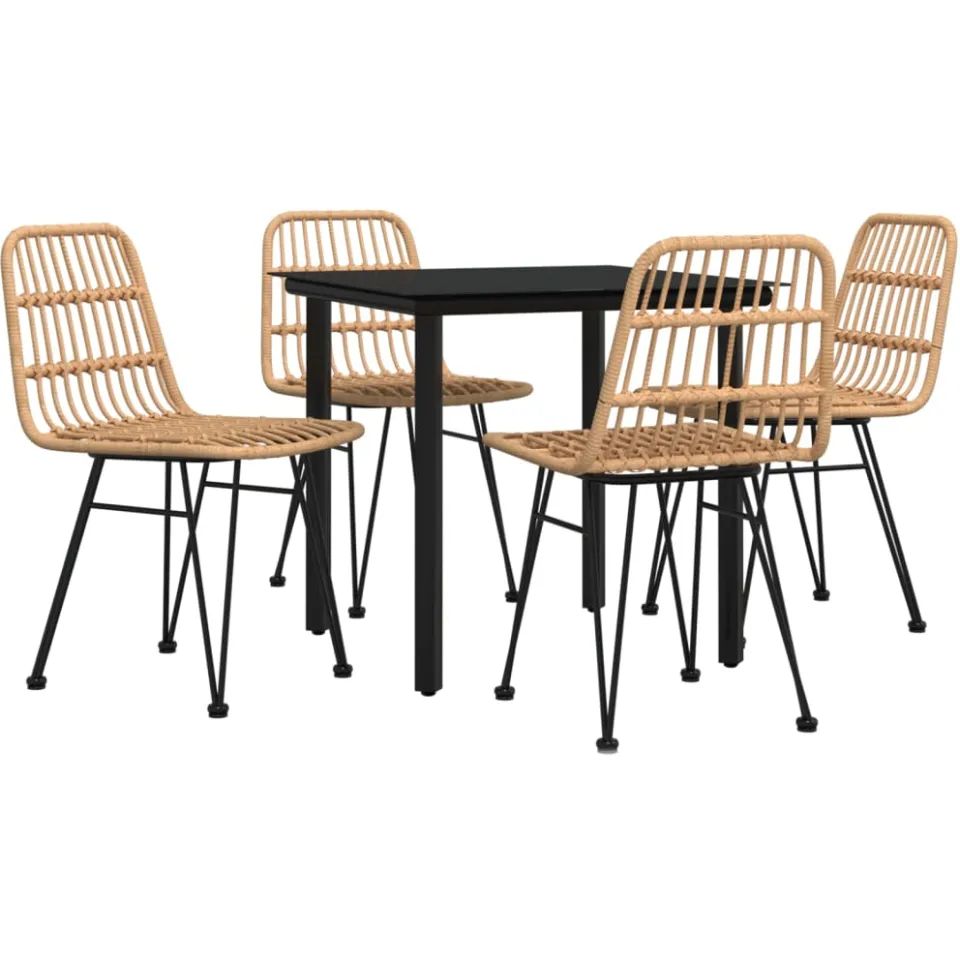 vidaXL 5-delige Tuinset poly rattan Bruin