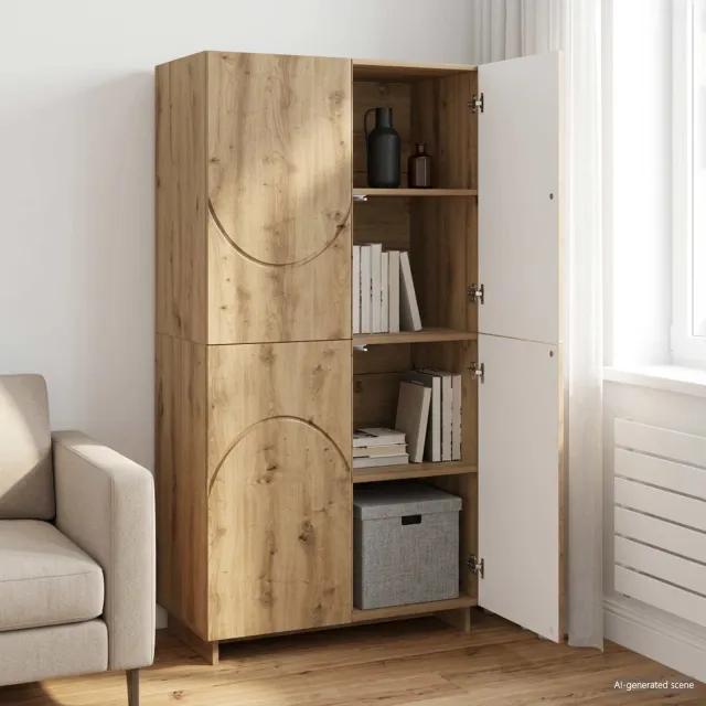 vidaXL Hoge kast Artisanaal eiken 79 x 41 x 151 cm Bewerkt hout Bruin