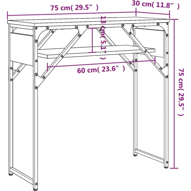 vidaXL Wandtafel - met - schap - 75x30x75 - cm - bewerkt - hout - sonoma - eikenkleur sonoma eiken