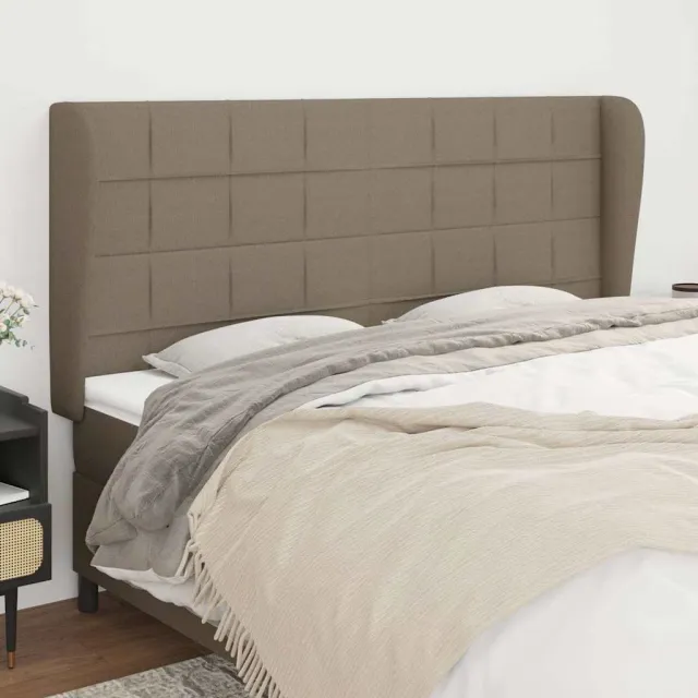 vidaXL Hoofdbord met randen 203x23x118/128 cm stof taupe