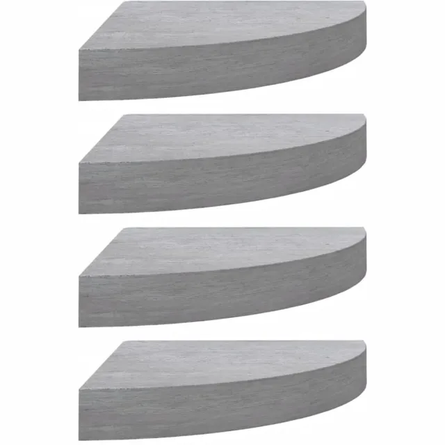 vidaXL 4x Hoekwandplank Hoekplank Boekenkast Hangende plank Zwevende plank Wandopbergplank Decoratieve plank Kantoorplank Woonkamer Betongrijs 25x25x3,8cm MDF