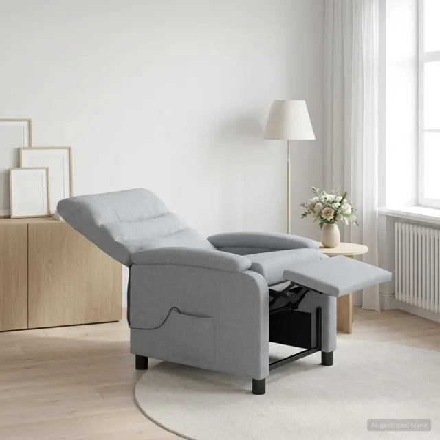 vidaXL Massage Recliner Lichtgrijs Stof