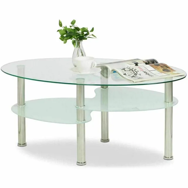 Linkforu Glazen salontafel - 3 niveaus - Banktafel – Bijzettafel - Transparant Zwart –Wit - 90x50x45cm Zwart Wit TRansparant