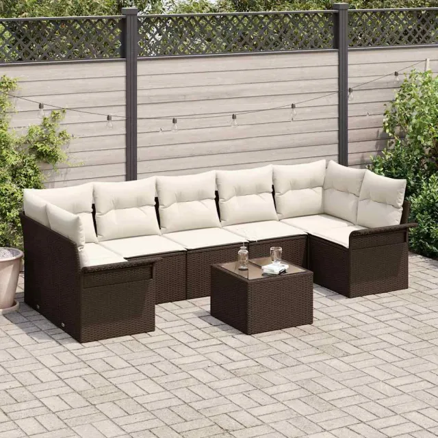 vidaXL Tuin Sofa Set 8 st Bruin poly rattan, foto 2