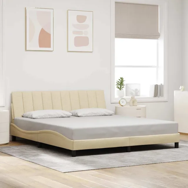 vidaXL Bedframe zonder matras "Hanko" stof crèmekleurig 180x200 cm