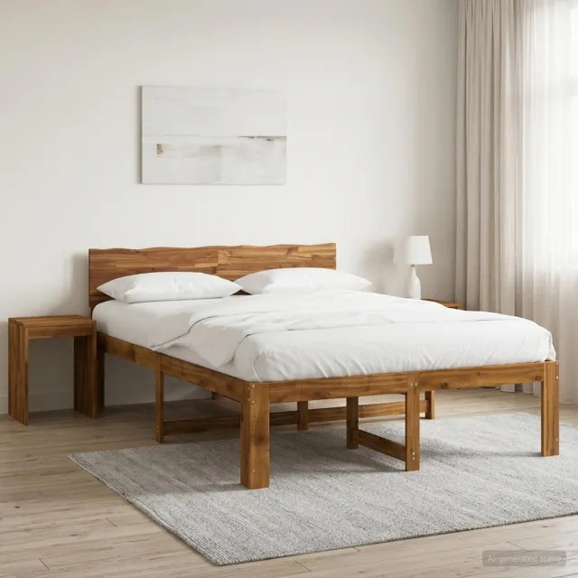 vidaXL Tweepersoonsbed met hoofdeinde ROSTOCK Naturel 120 x 190 cm Bruin