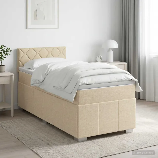 vidaXL Boxspringbed met matras Crèmekleurig 80 x 200 cm Stof
