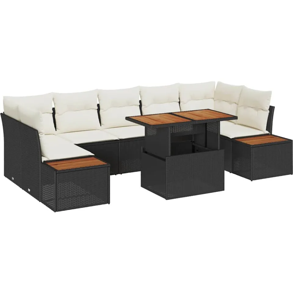 vidaXL Tuin Sofa Set 8 st Zwart Poly riet