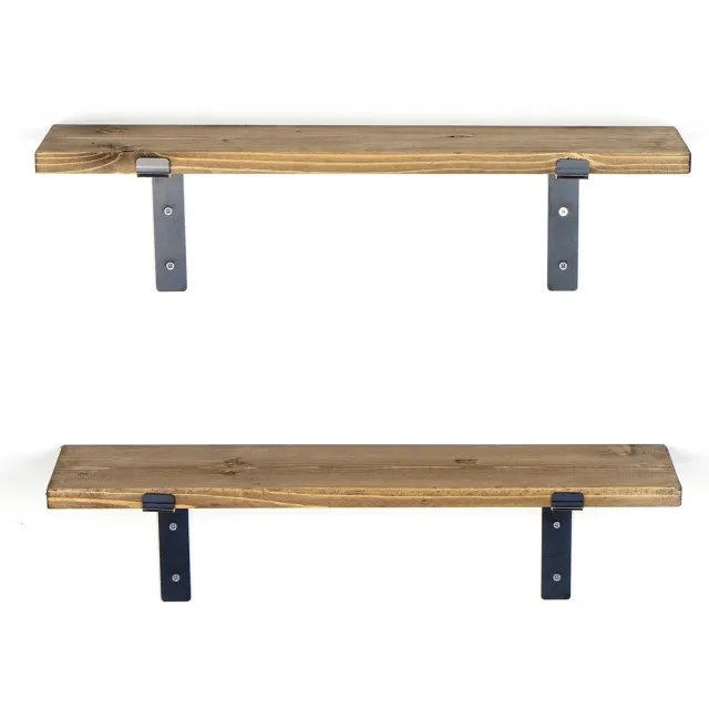 Skye Decor , Decoratieve houten wandplank, Lam004, Vurenhout, Zwart & Walnoot, 60 x 14 x 16 cm Staal;Hout