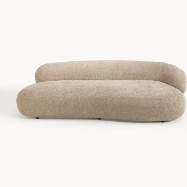 Westwing Collection Bank Alba (3-zits) van teddy bouclé beige