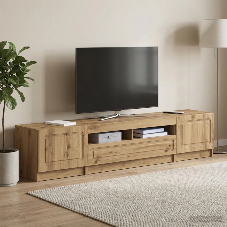 vidaXL LED tv-meubel UTRECHT 3 st Artisanaal eiken Bewerkt hout, foto 3