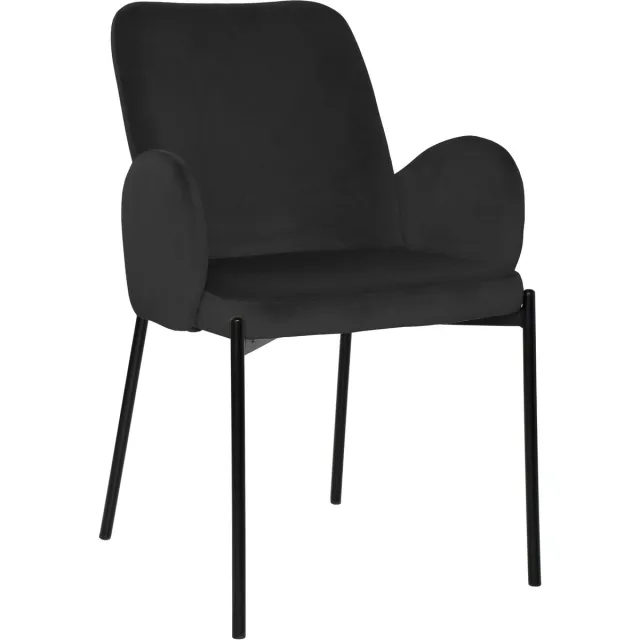 ExitoDesign GUSTO Serie - Eetkamerstoel - Zwarte Velvet - Met Armleuningen - Metalen Frame