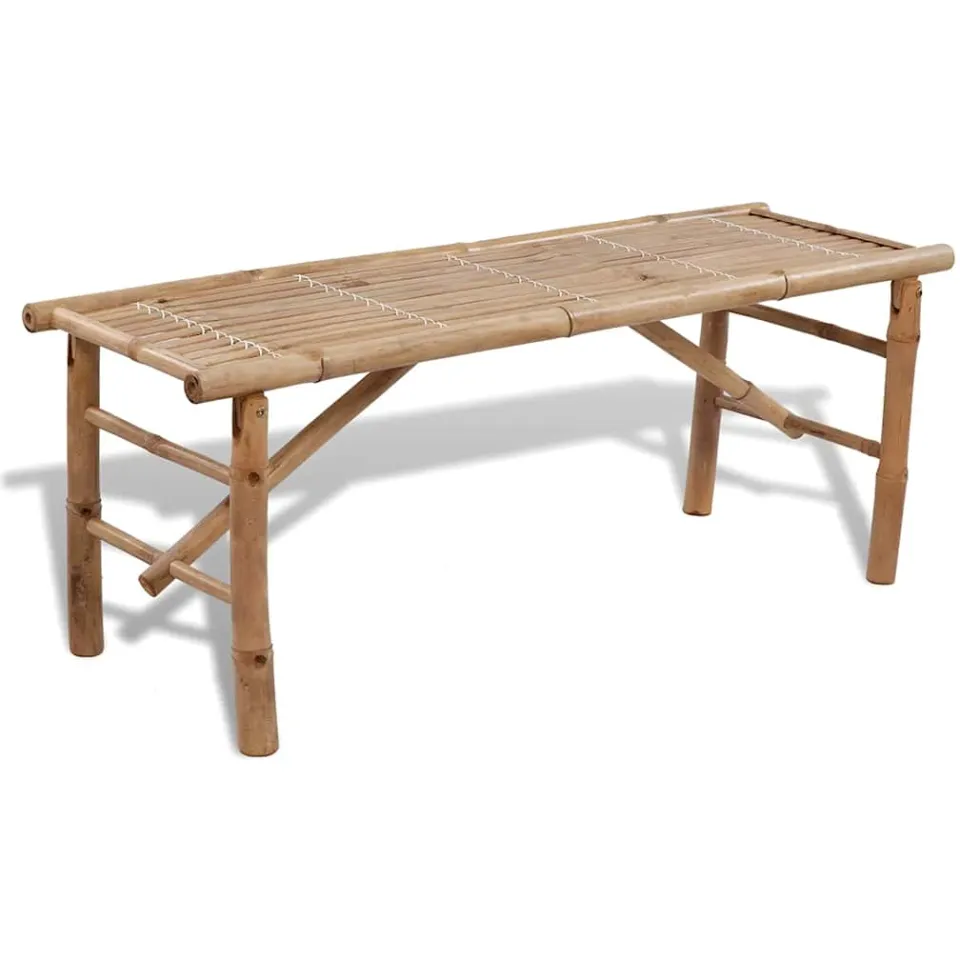 vidaXL Biertafel met 2 bankjes 100 cm bamboe bruin, foto 3