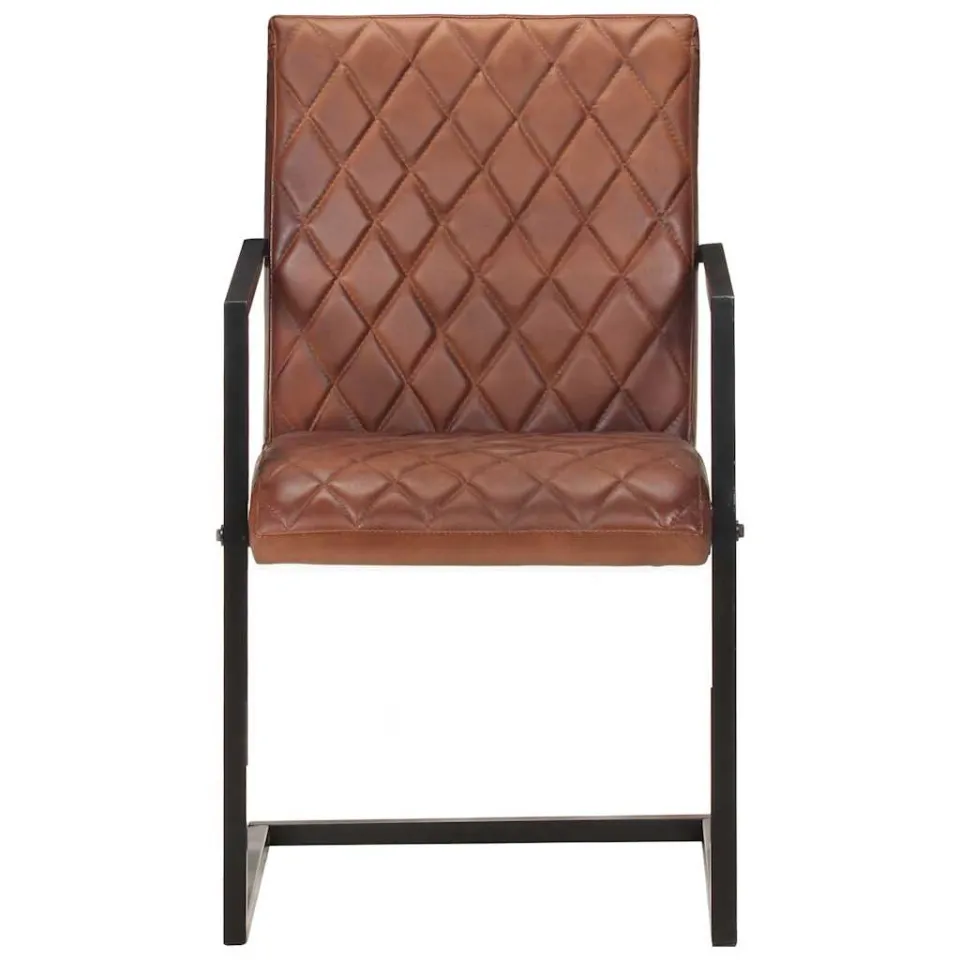 vidaXL Eetkamerstoelen 4 st echt leer bruin, foto 3