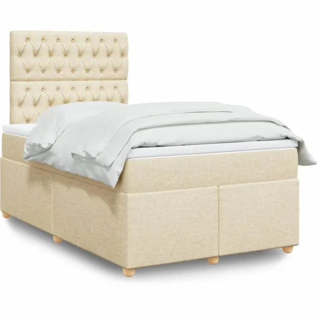 vidaXL Boxspring met matras stof crèmekleurig 120x200 cm