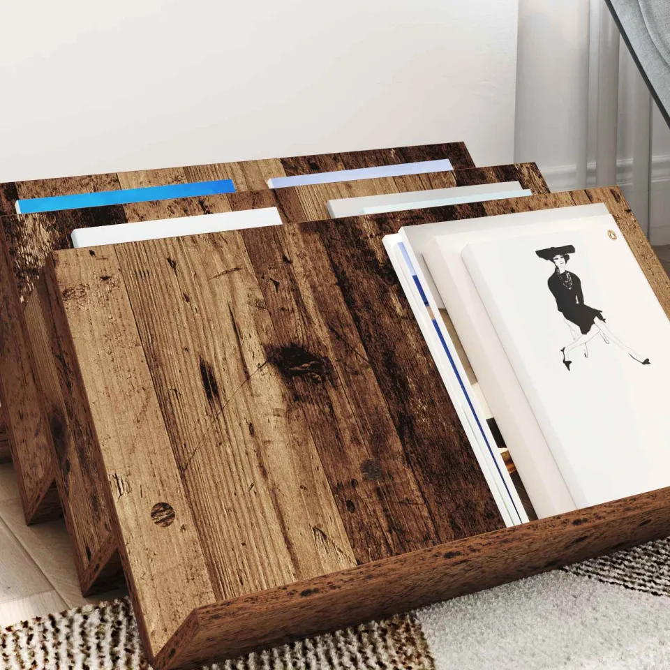 vidaXL Tijdschrift Rek Oudhout 65 x 53 x 28,5 cm Bewerkt hout bruin, foto 4