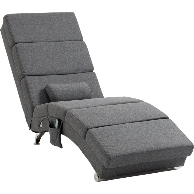 Homona Massagefauteuil - Met 8 vibratiepunten en lendenverwarming en afstandsbediening - 56 x 168 x 84 cm - Donkergrijs