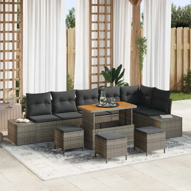 vidaXL Tuinbankenset 10 st Grijs poly rattan, foto 2