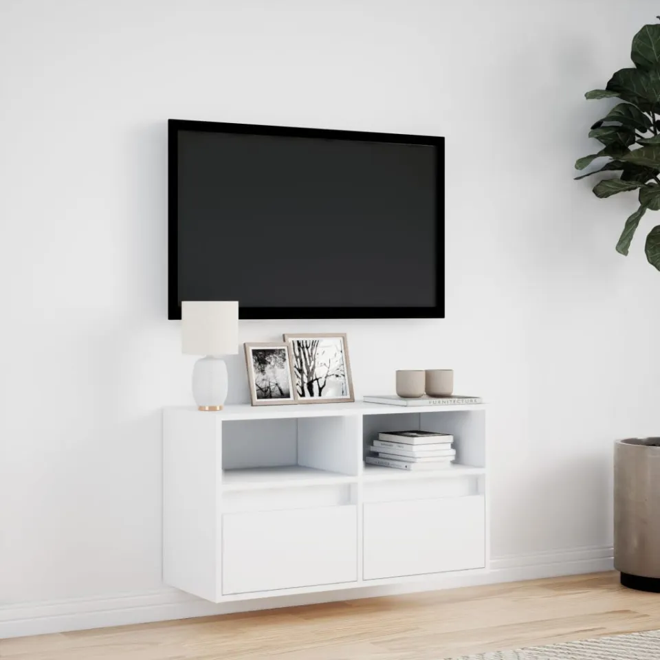vidaXL Tv-wandmeubel met LED-verlichting 80x31x45 cm wit, foto 2