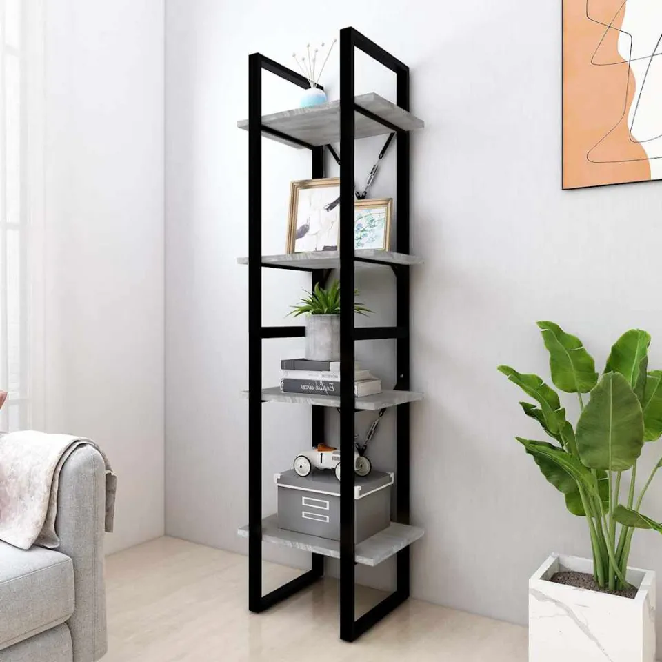 vidaXL Boekenkast 4-laags 40x30x140 cm bewerkt hout grijs sonoma eiken, foto 3
