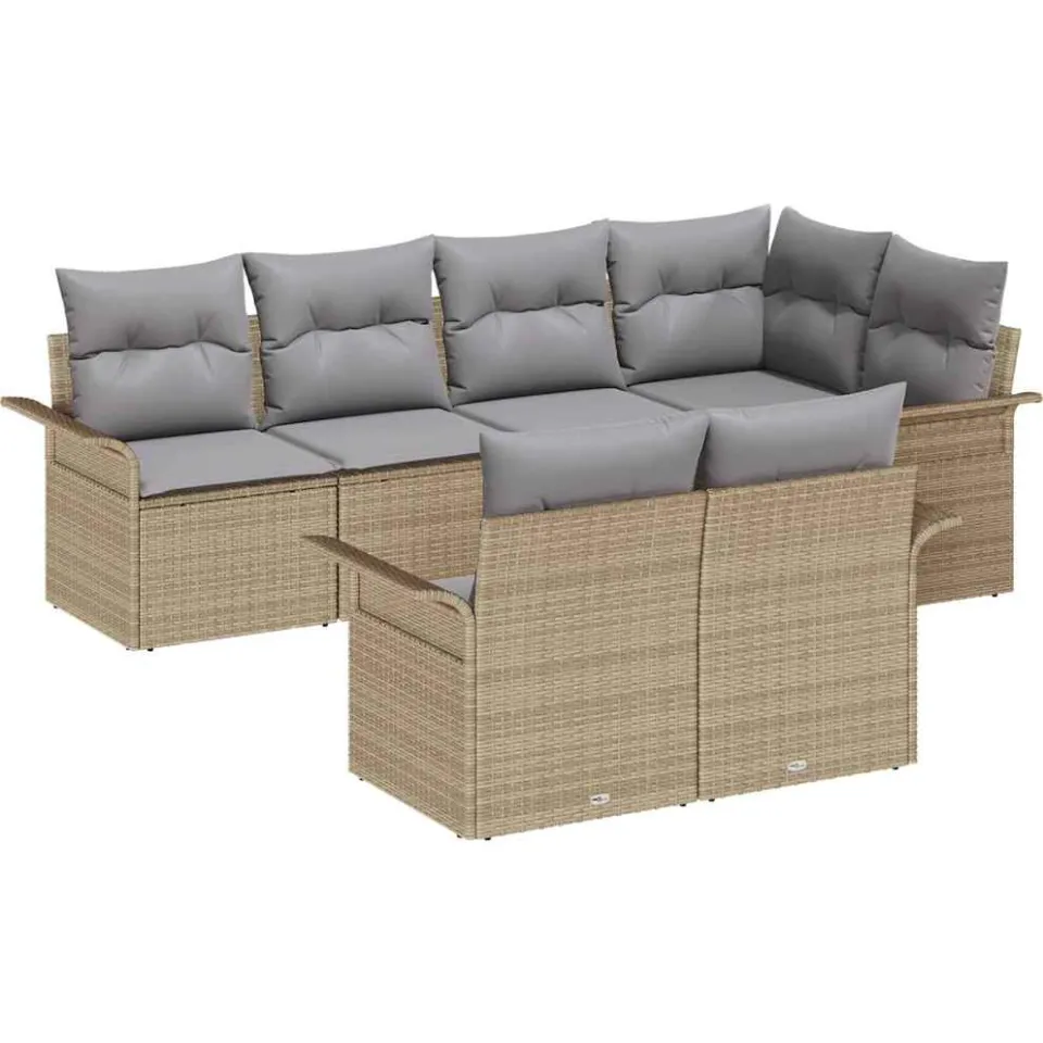 vidaXL Tuin Sofa Set 7 st Beige poly rattan