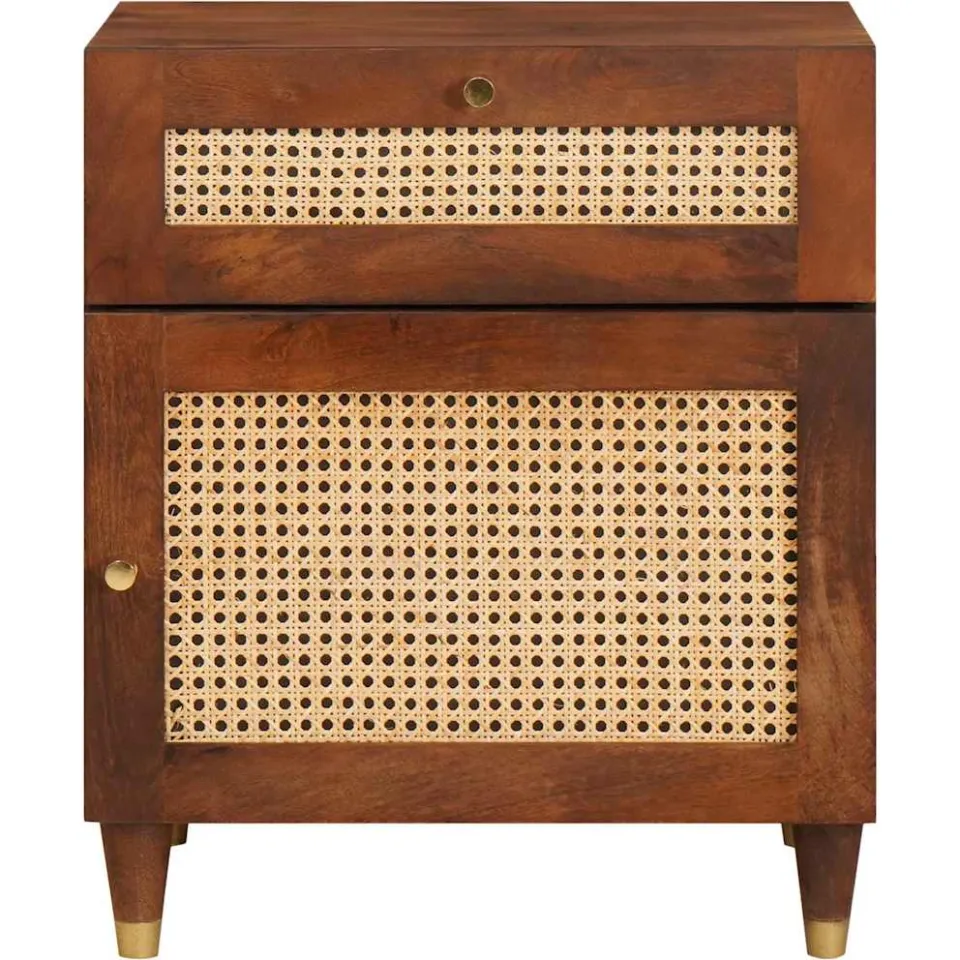 vidaXL Nachtkastjes met lade 50 x 33 x 60 cm Massief Mango Hout bruin, foto 3