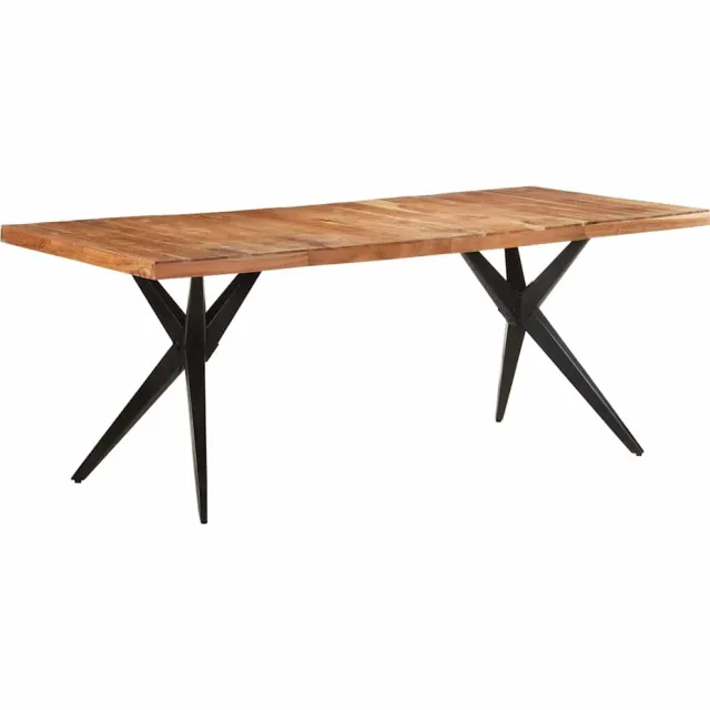 vidaXL Eettafel 200x90x76 cm massief acaciahout Wit