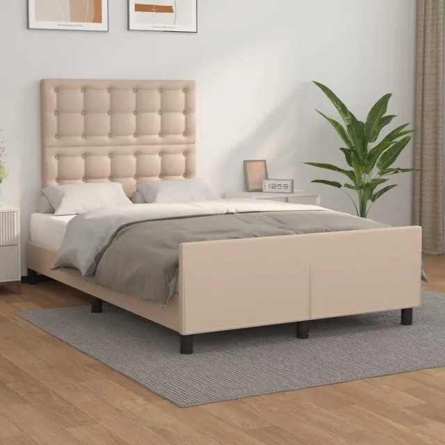 vidaXL Bedframe zonder matras 120x190 cm kunstleer cappuccinokleurig bruin