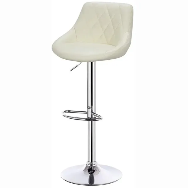 Klarven Barkruk Leer crème - Barkrukken Set van 2 - Barkrukken met Rugleuning - Barkrukken - Bar Stool - Kunstleer, Hoogte verstelbaar, 360 graden draaibaar, draagvermogen 100 kg - B50xd45xh31cm