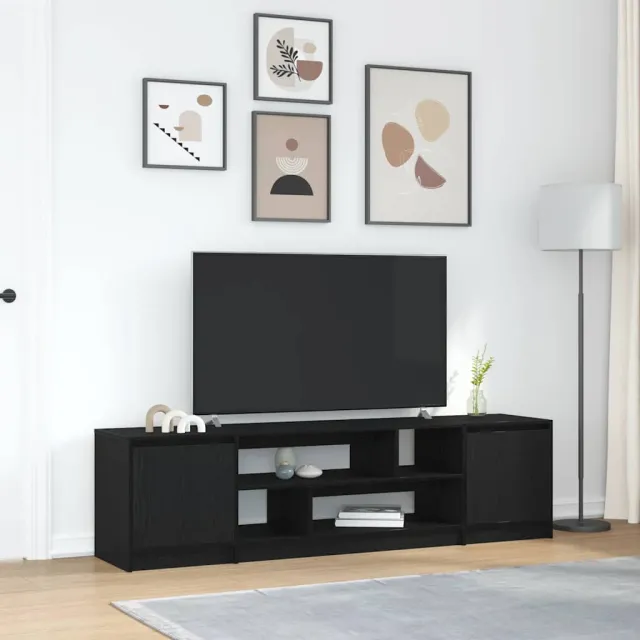 vidaXL Tv-meubel 188,5x41x50 cm spaanplaat zwart eikenkleurig, foto 2