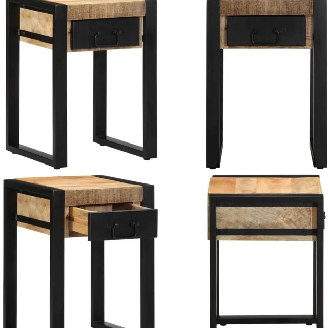 vidaXL Bijzettafel - 35x35x50 - cm - massief - ruw - mangohout Bruin