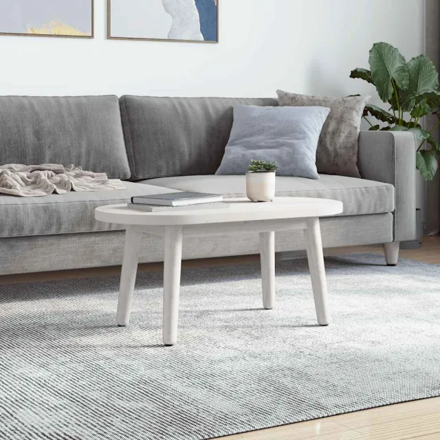 vidaXL Tafelblad ovaal 70x35x2,5 cm massief grenenhout wit