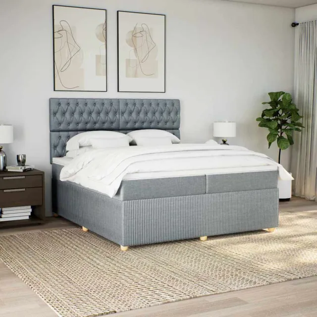 vidaXL Boxspring met matras stof lichtgrijs 200x200 cm grijs