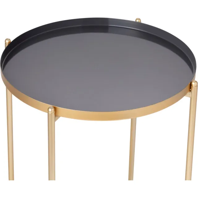 Lifa-Living LIFA LIVING Bijzettafel Modern - Grijs & Gouden Koffietafel - Rond - Metaal - Voor Woonkamer, Slaapkamer of Kantoor - 37,5 x 47,5 cm