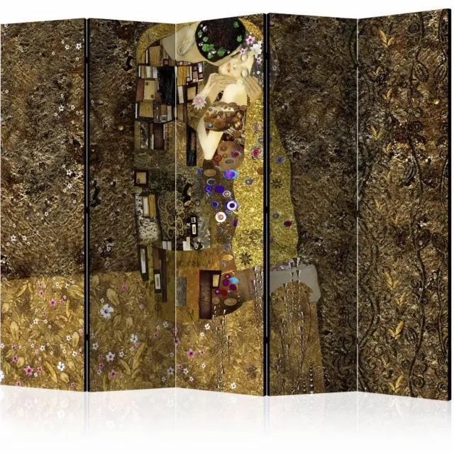 karo-art Vouwscherm / Kamerscherm - Gouden kus 225x172cm , gemonteerd geleverd, dubbelzijdig geprint Multikleur