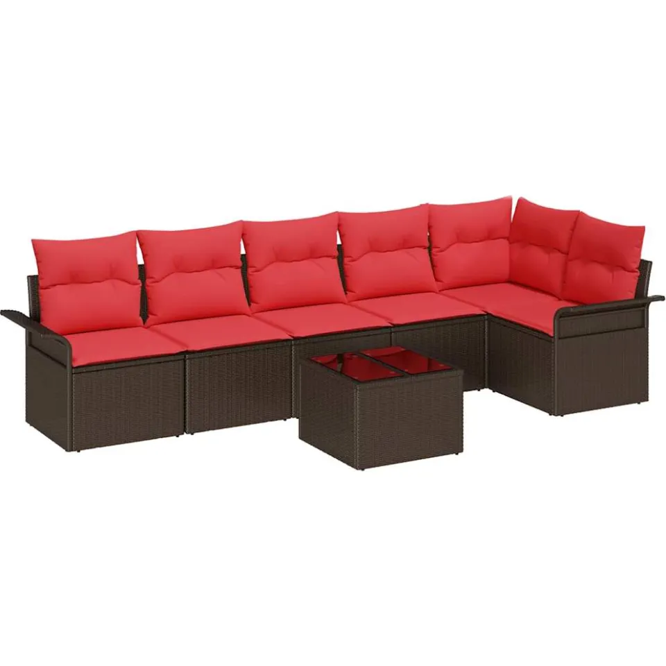 vidaXL Tuin Sofa Set 7 st Bruin poly rattan
