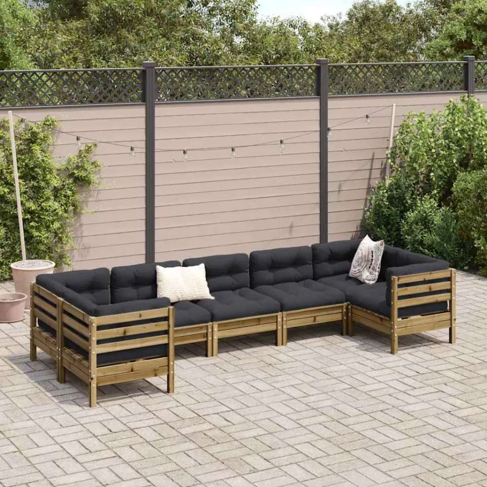 vidaXL 7-delige Loungeset met kussens geïmpregneerd grenenhout bruin, foto 2