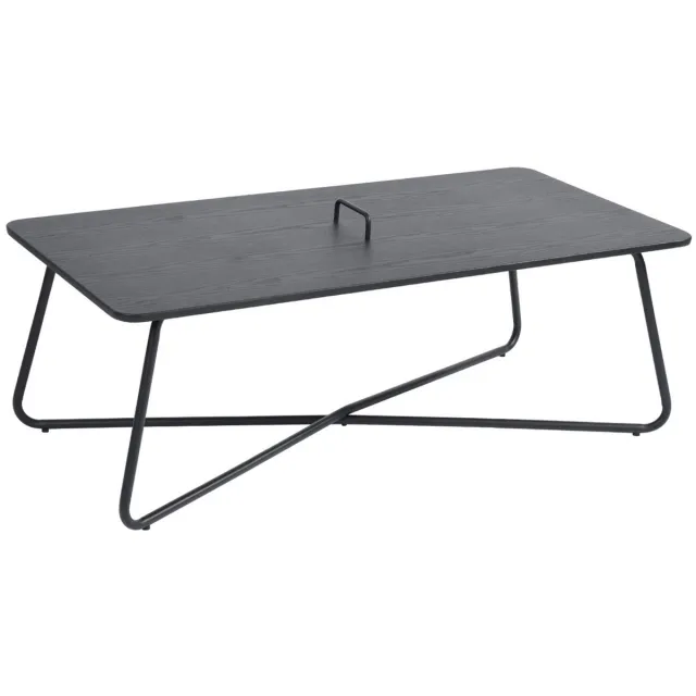 Furnish Salontafel Industrieel - Rechthoekige Koffietafel - Metaal en Hout - Zwart - 120x60x42,5 cm