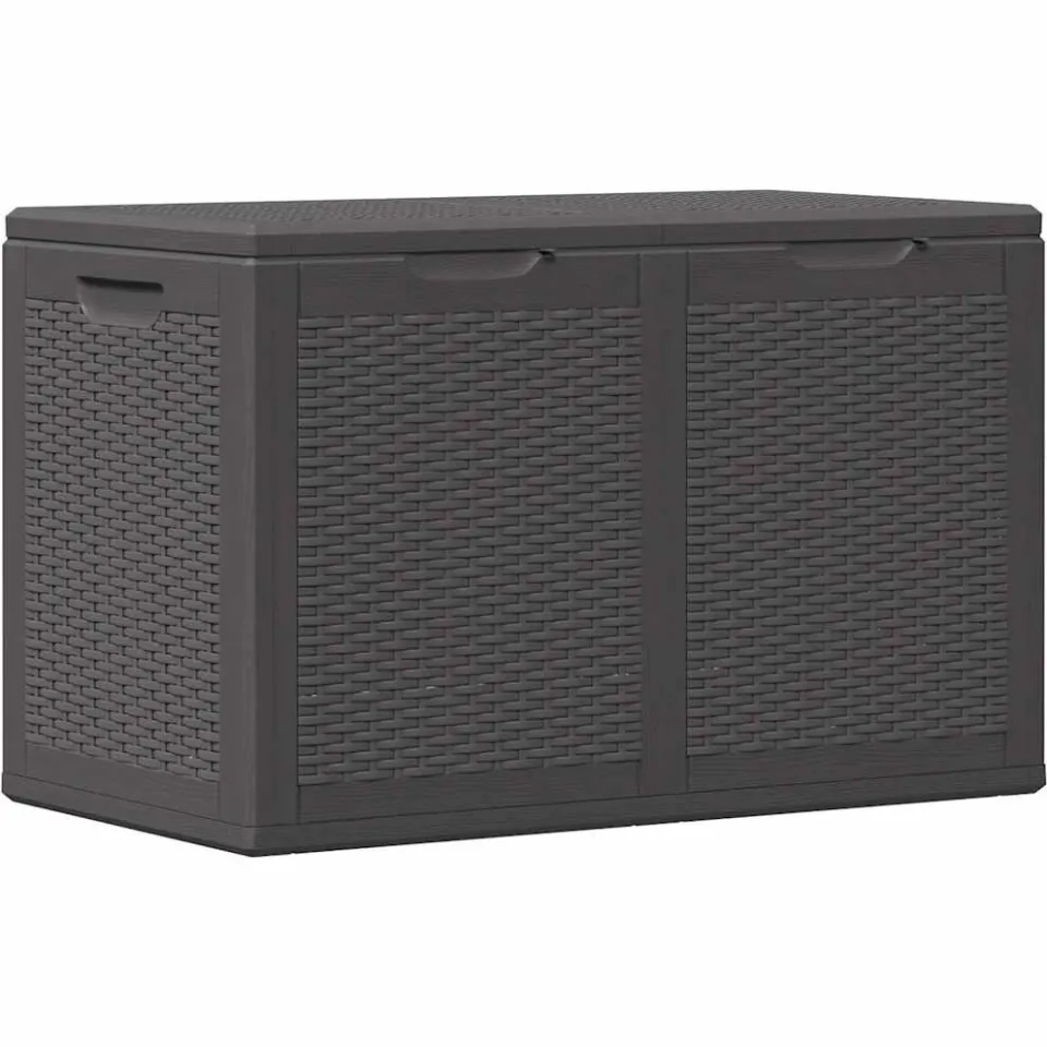 vidaXL Tuinbox 180 L PP rattan zwart, foto 3