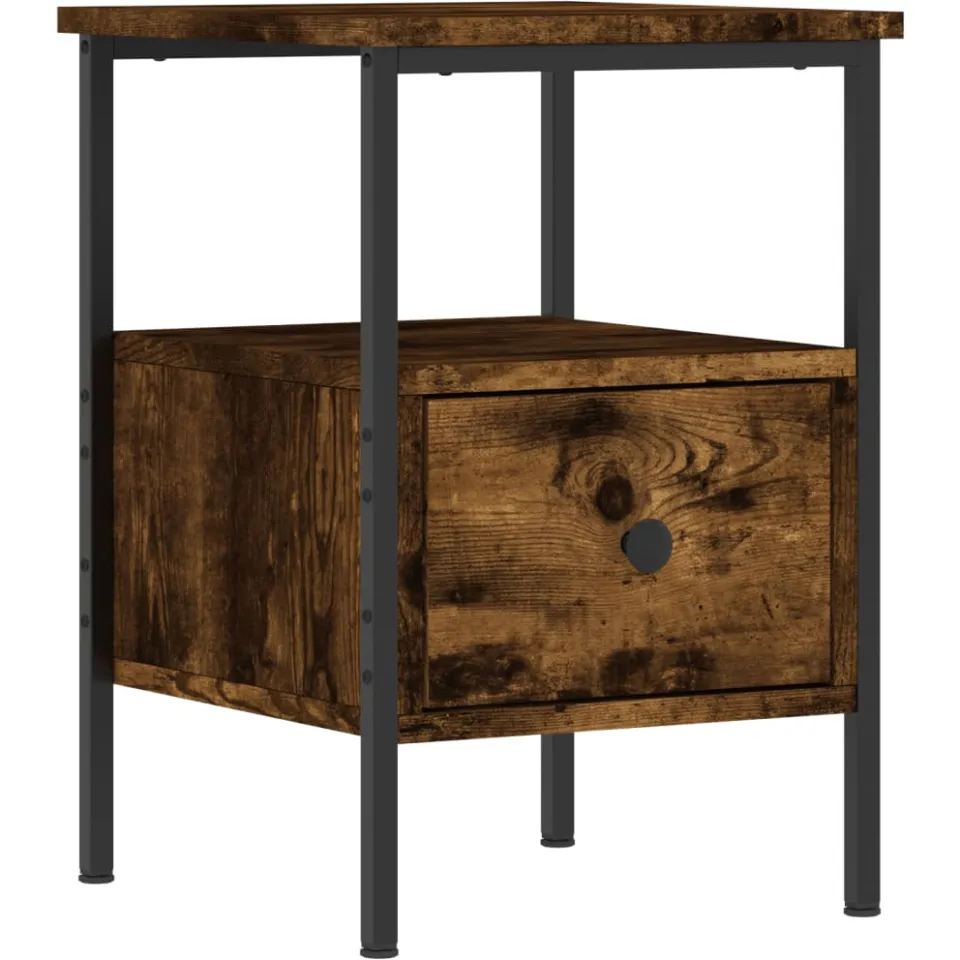 vidaXL Nachtkastje 34x36x50 cm bewerkt hout gerookt eikenkleurig, foto 3