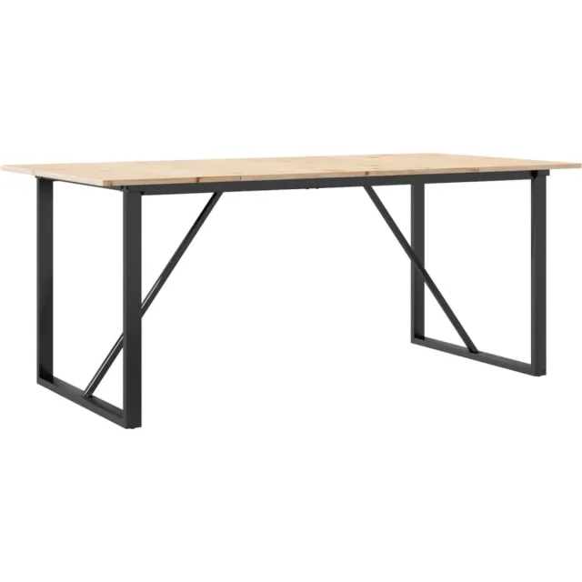 vidaXL Eettafel - O-frame - 180x90x75 - cm - massief - grenenhout - en - staal Bruin