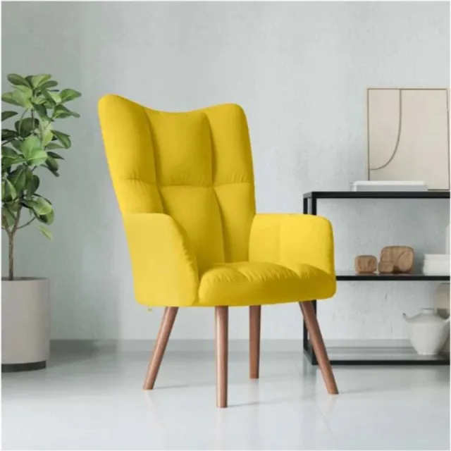 vidaXL Relaxstoel met voetenbank - Fluweel - Mosterdgeel Relaxfauteuil - Lounge Stoel - Fluweel Stoel - Mustard Geel - Voetenbank