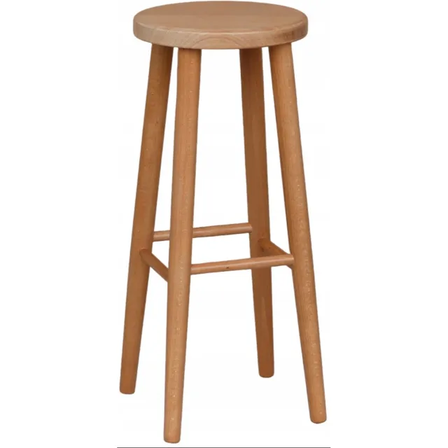 Metdrew Houten Barkruk 73cm - Massief Beukenhout - Olfijn Kleur