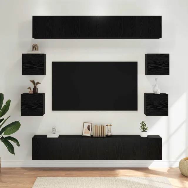 vidaXL Tv-meubelset 10 st 180 x 30 x 30 cm Zwart eiken