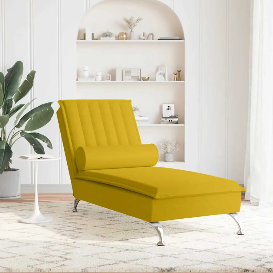 vidaXL Massage chaise longue met bolster fluweel roze, foto 2