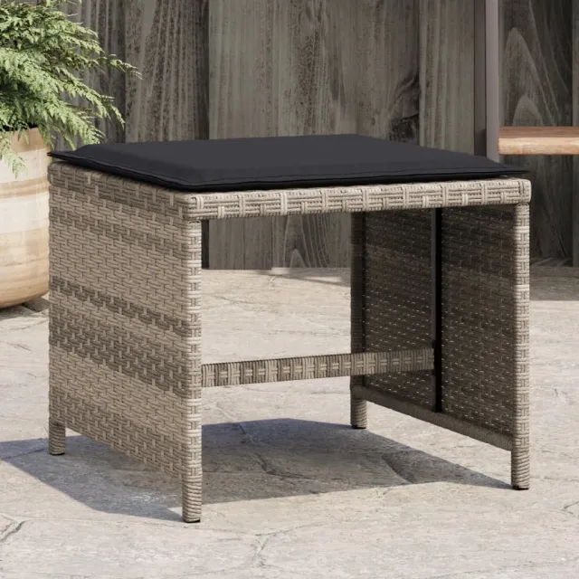 vidaXL Tuinkrukken 4 st met kussens 40x40x35 cm poly rattan lichtgrijs grijs, foto 2