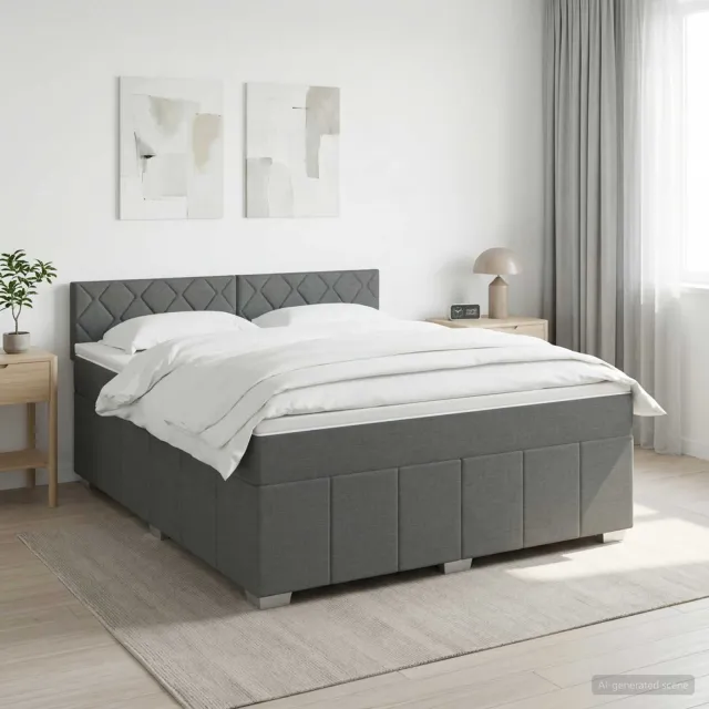 vidaXL Boxspringbed met matras Donkergrijs 180 x 200 cm Stof