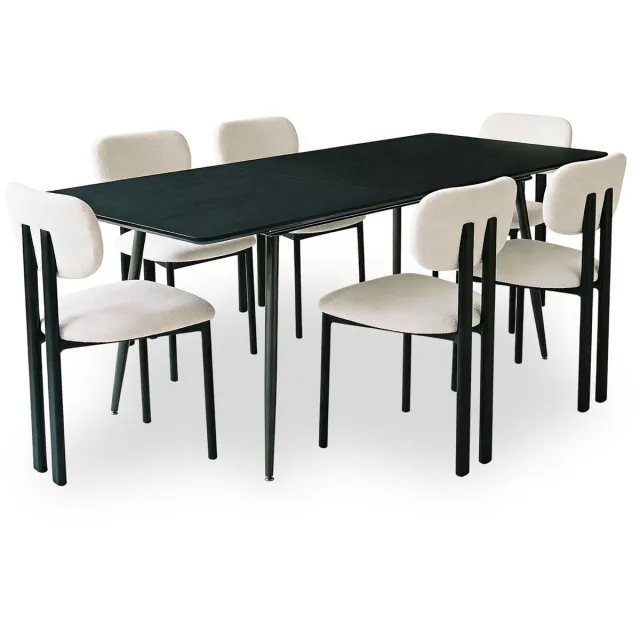 IDIMEX Eethoek ORSA/FRANCA met tafel en 6 stoelen – zwart/wit