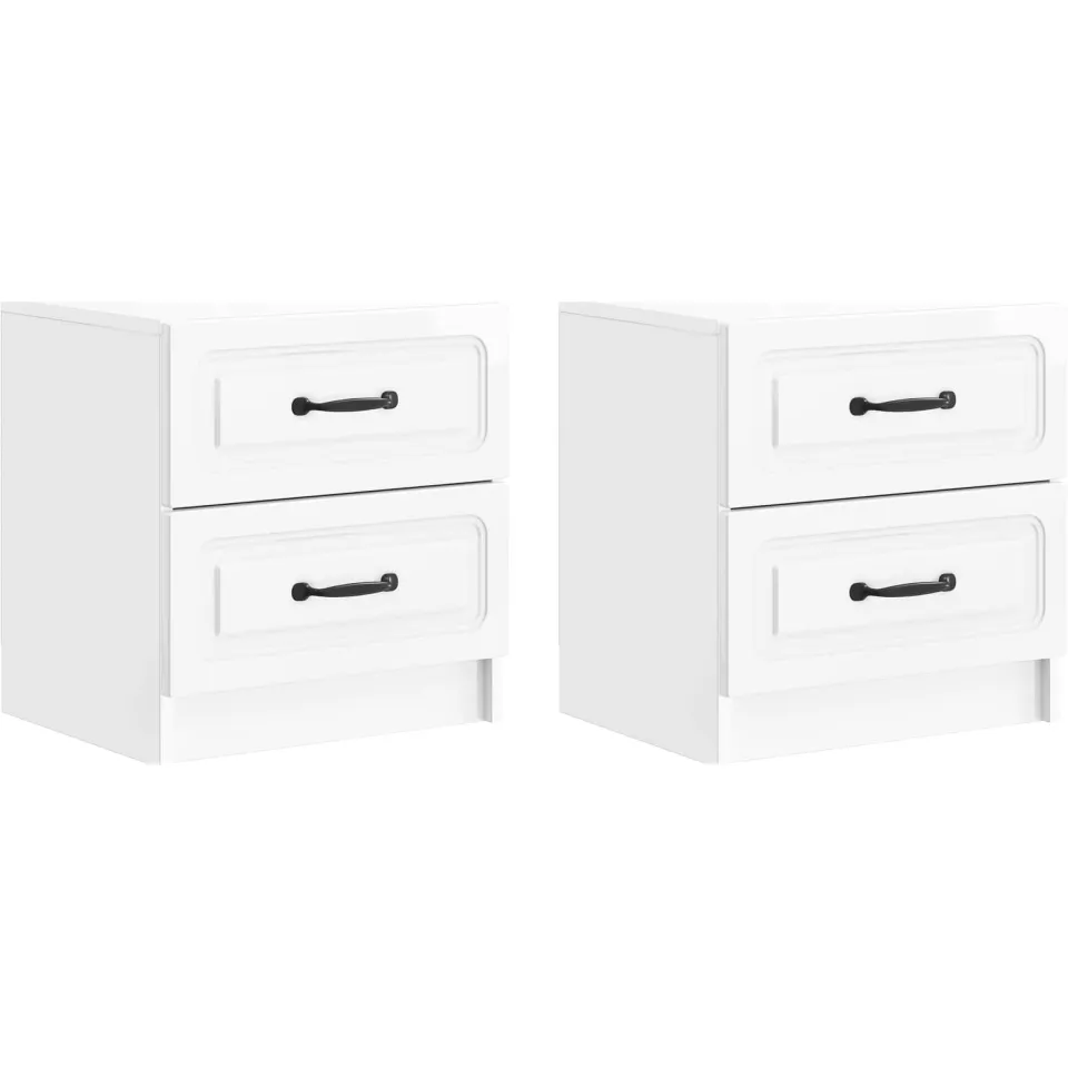 vidaXL Nachtkastje 2 st Hoogglans Wit 43 x 34,5 x 44,5 cm Bewerkt hout, foto 3